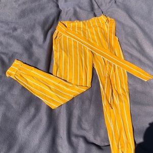 comfy striped mustard yellow legging/pants